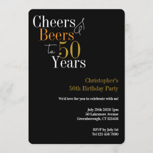 Convite Festa de Aniversário de 50 Anos Cheers e Beers