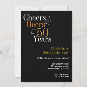 Convite Festa de Aniversário de 50 anos Cheers e Beers