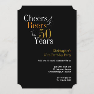 Convite Festa de Aniversário de 50 anos Cheers e Beers
