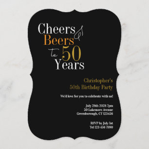 Convite Festa de Aniversário de 50 anos Cheers e Beers
