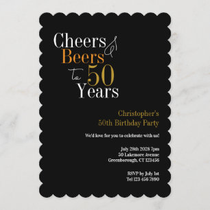 Convite Festa de Aniversário de 50 Anos Cheers e Beers