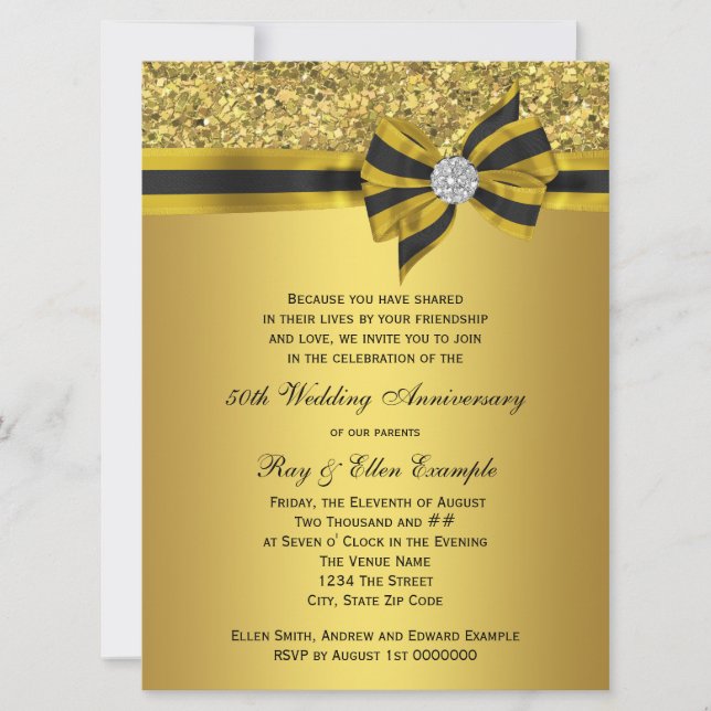 Convite Festa de Aniversário de 50 anos com Arco de Ouro E (Frente)