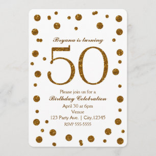 Convite Festa de Aniversário de 50 anos com Pontos Brilhan
