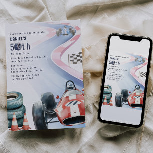 Convite Festa de Aniversário de 50 anos com Tema de Corrid