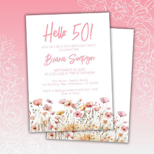 Convite Festa de Aniversário de 50 anos com Tema Floral Ro