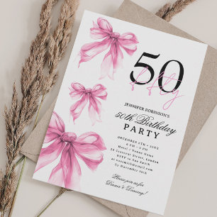 Convite Festa de Aniversário de 50 anos Coquette com Aquar