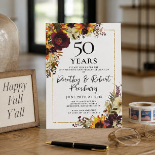 Convite Festa de Aniversário de 50 Anos de Casamento com F