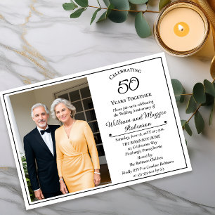 Convite Festa de Aniversário de 50 Anos de Casamento Elega