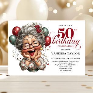 Convite Festa de Aniversário de 50 Anos de Diva Engraçada