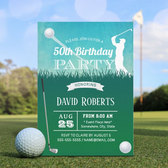 Convite Festa de Aniversário de 50 anos de Golfe (Criador carregado)