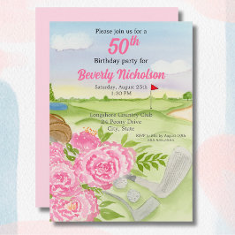 Convite Festa de Aniversário de 50 anos de Golfe Peônias n