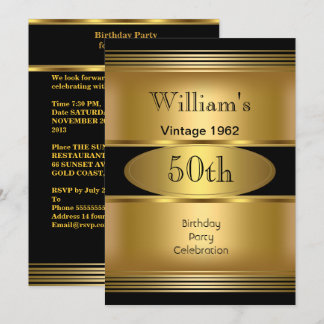 Convite Festa de Aniversário de 50 anos do Homem Dourado P