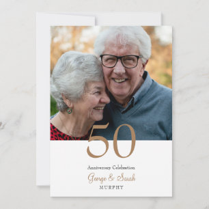 Convite Festa de Aniversário de 50 anos Dourado e Branco
