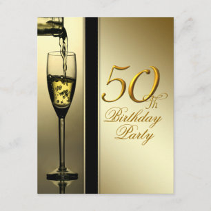 Convite Festa de Aniversário de 50 anos Elegante Champagne