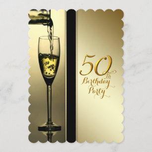 Convite Festa de Aniversário de 50 anos Elegante Champagne