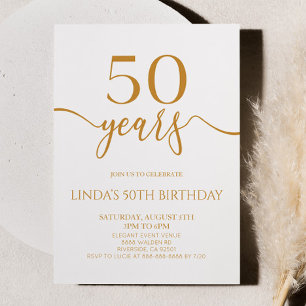 Convite Festa de Aniversário de 50 anos Elegante Minimalis