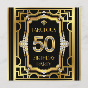 Convite Festa de Aniversário de 50 anos em Art Déco