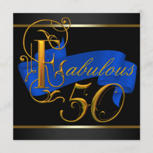 Convite Festa de Aniversário de 50 Anos Fabulosa em Azul R