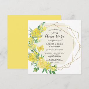 Convite Festa de Aniversário de 50 anos Flor de Rosa Amare