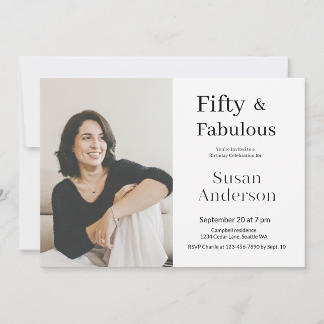 Convite Festa de Aniversário de 50 anos Foto Fantástica (Frente)