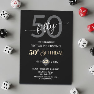 Convite Festa de Aniversário de 50 Anos Masculina Minimali