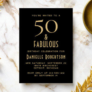Convite Festa de Aniversário de 50 anos Minimal e Fabulosa