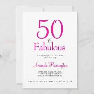 Convite Festa de Aniversário de 50 anos Minimal e Fabulosa