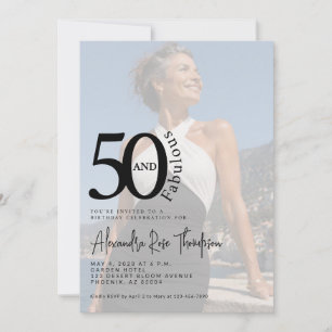Convite Festa de Aniversário de 50 anos Minimal e Fabulosa