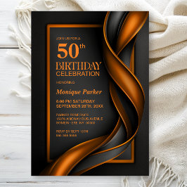 Convite Festa de Aniversário de 50 anos Moderna Preta e La