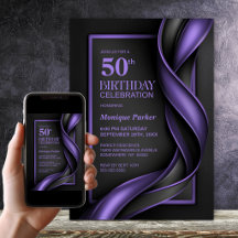 Festa de Aniversário de 50 anos Moderna Preta e Ro