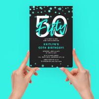 Festa de Aniversário de 50 anos Neon Verde Água