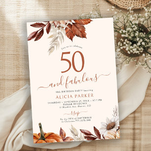 Convite Festa de aniversário de 50 anos no outono