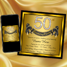 Festa de Aniversário de 50 anos Preto e Dourado
