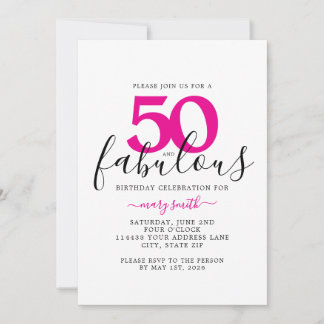 Convite Festa de Aniversário de 50 anos Rosa Branco e Fabu