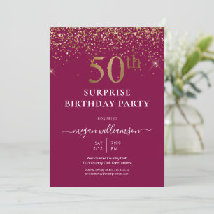 Convite Festa de Aniversário de 50 anos Rosa Diversão Bril