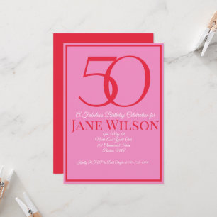 Convite Festa de Aniversário de 50 anos Rosa Moderna