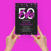 Festa de Aniversário de 50 Anos Rosa Neon
