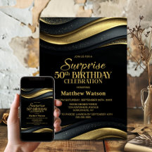 Festa de Aniversário de 50 anos Surpresa Preta e D