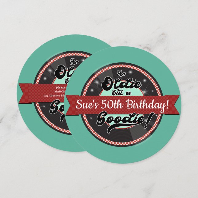 Convite Festa de aniversário de 50 de Fita de Registro Ret (Frente/Verso)