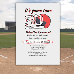 Convite Festa de Aniversário de 50 Innings de Beisebol