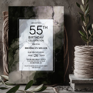 Convite Festa de Aniversário de 55 Anos em Mármore Rústico