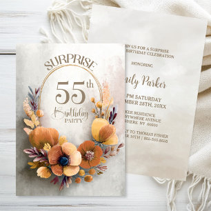 Convite Festa de Aniversário de 55 anos Surpresa Floral La