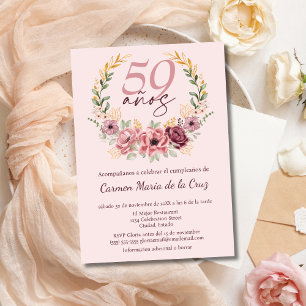 Convite Festa de Aniversário de 59 Anos Rosa Espanhol Flor