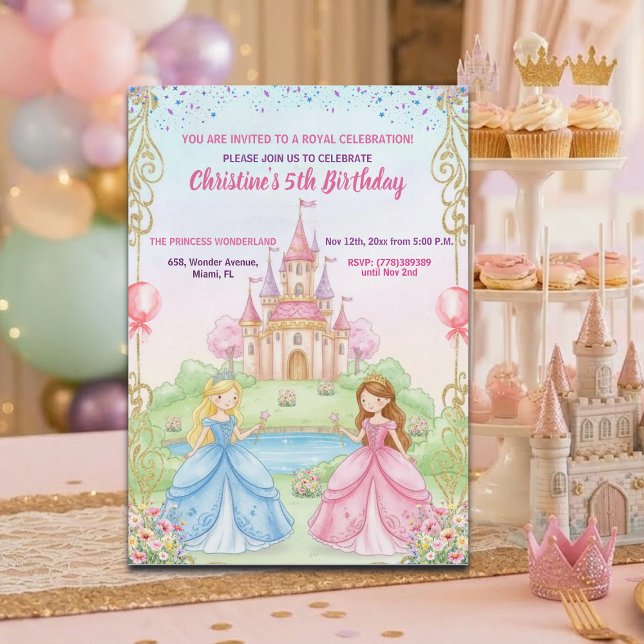 Convite Festa de Aniversário de 5 anos da Princesa Castelo (Criador carregado)