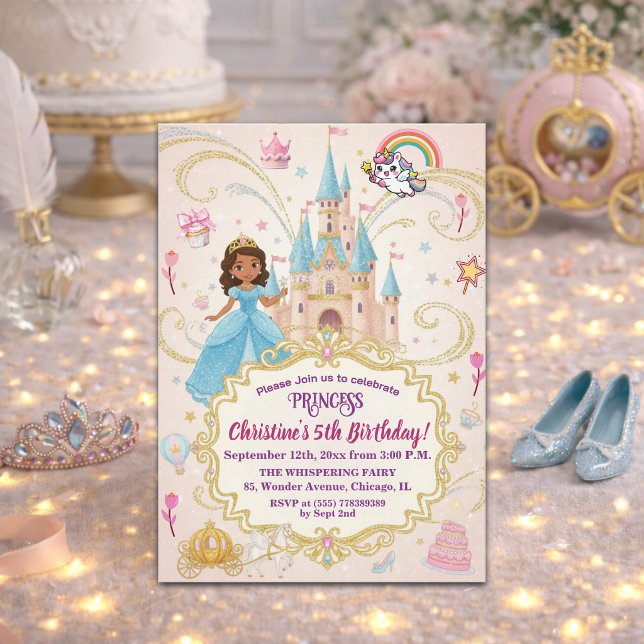 Convite Festa de Aniversário de 5 anos da Princesa do Cast (Criador carregado)