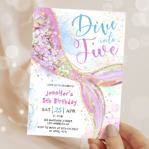 Convite Festa de Aniversário de 5 anos da Sereia Rosa Merg