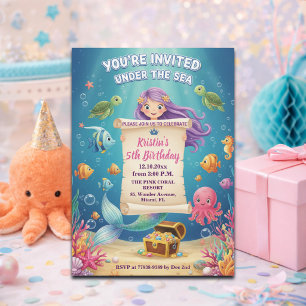 Convite Festa de Aniversário de 5 anos da Sereia Rosa Sob