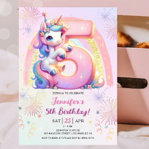 Convite Festa de Aniversário de 5 anos das Meninas Unicórn