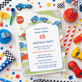 Convite Festa de Aniversário de 5 Anos do Menino com Carro