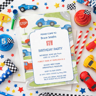 Convite Festa de Aniversário de 5 Anos do Menino com Carro